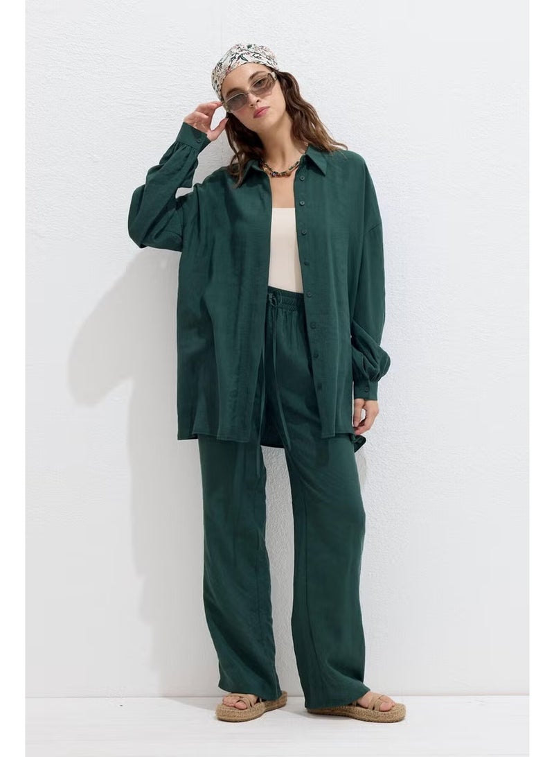 Manuka Tencel Casual Shirt Emerald - Image 2
